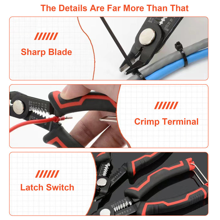 Wire Stripper and Cutters, 10-20AWG Wire Stripper Tool Flush Plier, 6inch