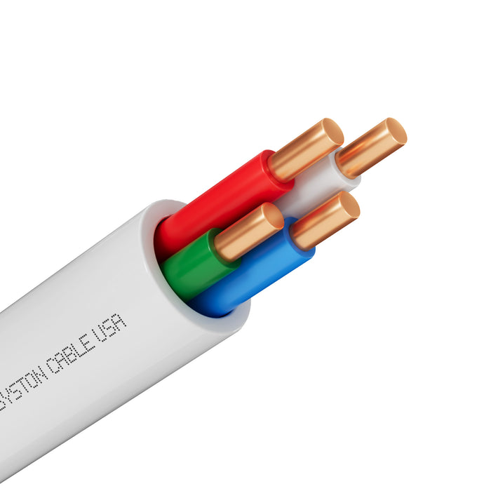 18/4 Thermostat Wire, Solid Copper, White, CL3R, Sun Res, Indoor/Outdoor