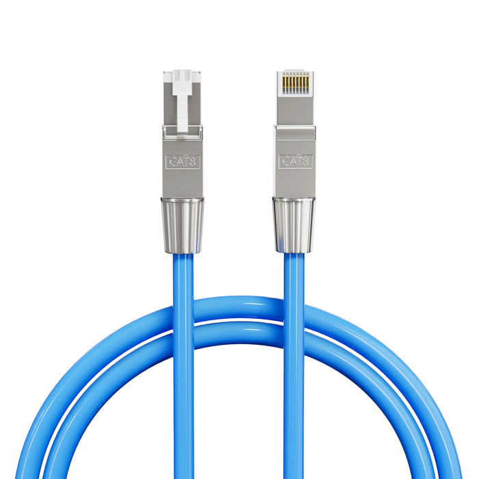 CAT 8 Ethernet RJ45 Patch Cable, 2000MHz, 22/4pr Solid CU, CMR, Indoor/Outdoor