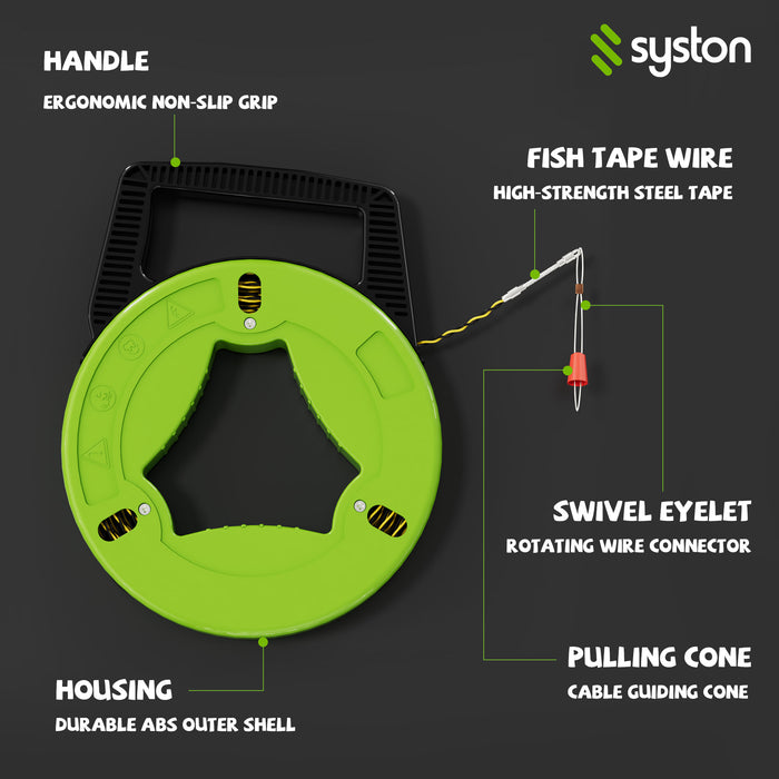 Fish Tape Steel Cable Wire Puller 100 ft, Flexible Twisted Fishing Wire