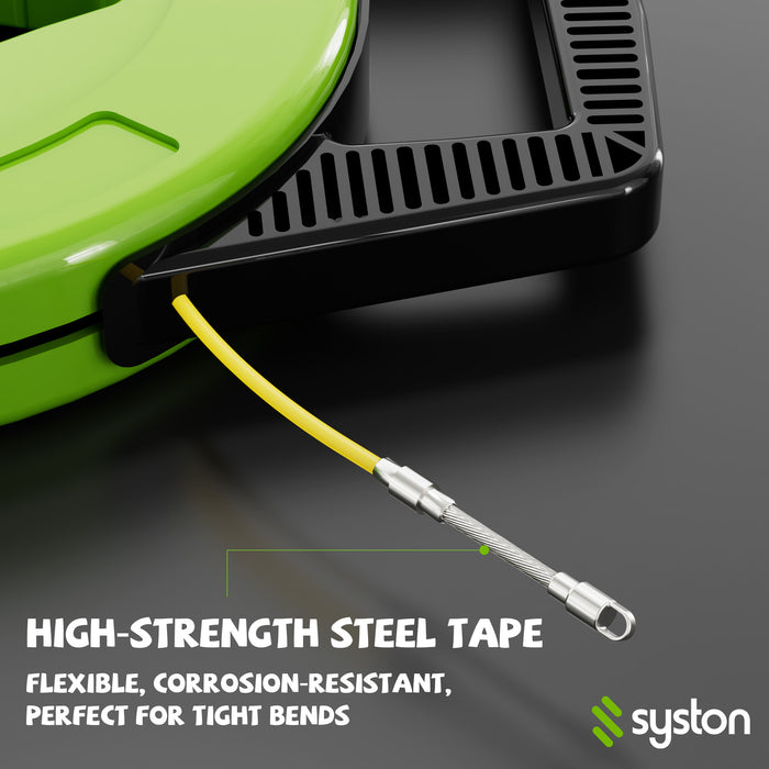 Fish Tape Steel Wire Puller 1/8" 100 ft, Cable Puller Tool with Loop Tip