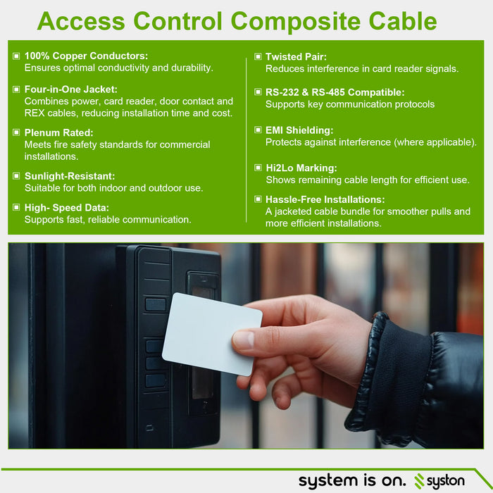 Access Control Composite Cable,Stranded Copper,OSDP & Wiegand Compatible,Noise Sensitive