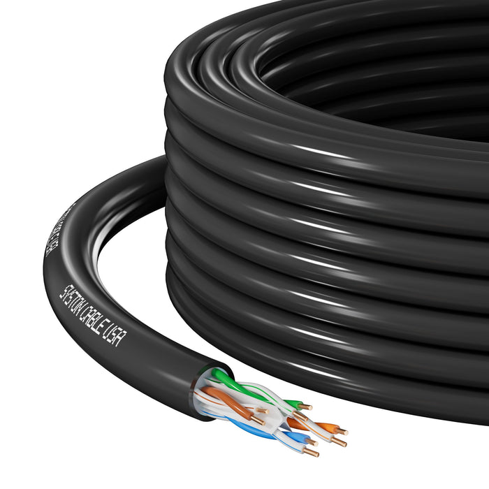 CAT 6E Ethernet Bulk Cable, Direct Burial, 600 MHz, 23/4pr Solid CU, Outdoor