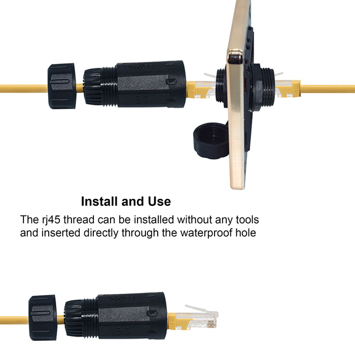 Waterproof RJ45 Coupler IP68 Shielded Female/Female for CAT6 CAT5 2-Pack