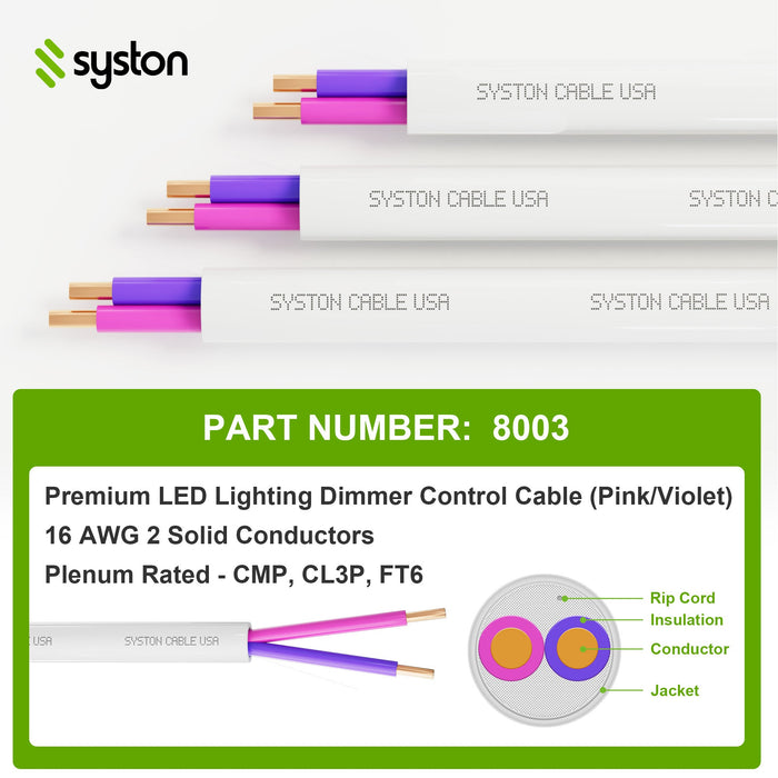 16/2 0-10V LED Dimming Cable for Low Voltage Ballast Wiring and Connection,Solid Bare Copper,Unshielded,CL3P