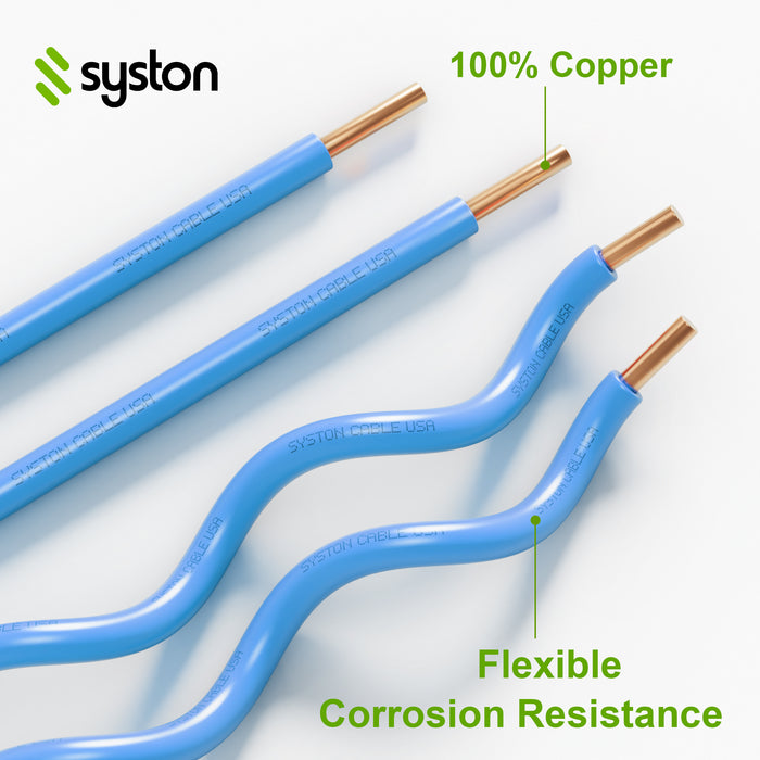 14 AWG Tracer Wire,Direct Burial, Solid Bare Copper, Underground,Blue