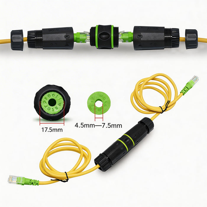 Waterproof RJ45 Coupler IP68 Female to Female CAT6/CAT5 8P8C for PoE Extender Adapter