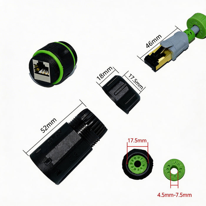 Waterproof RJ45 Coupler IP68 Female to Female CAT6/CAT5 8P8C for PoE Extender Adapter