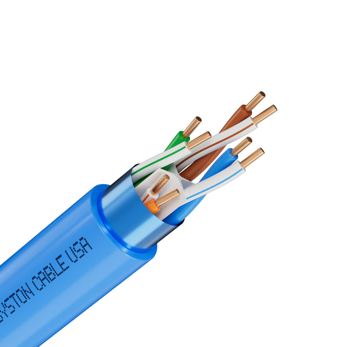 CAT 6A+ Ethernet Bulk Cable,750MHz,23/4pr Solid CU,CMR,Shielded,Blue