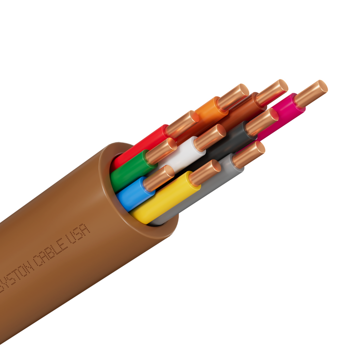 18/10 Thermostat Wire, Solid Copper, Brown, CL3R, Sun Res, Indoor/Outdoor