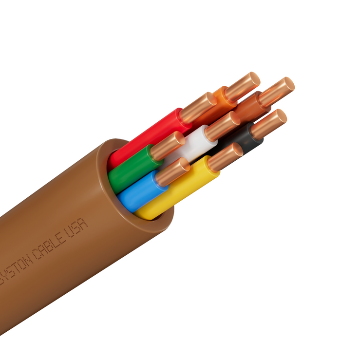 18/8 Thermostat Wire, Solid Copper, Brown, CL3R, Sun Res, Indoor/Outdoor