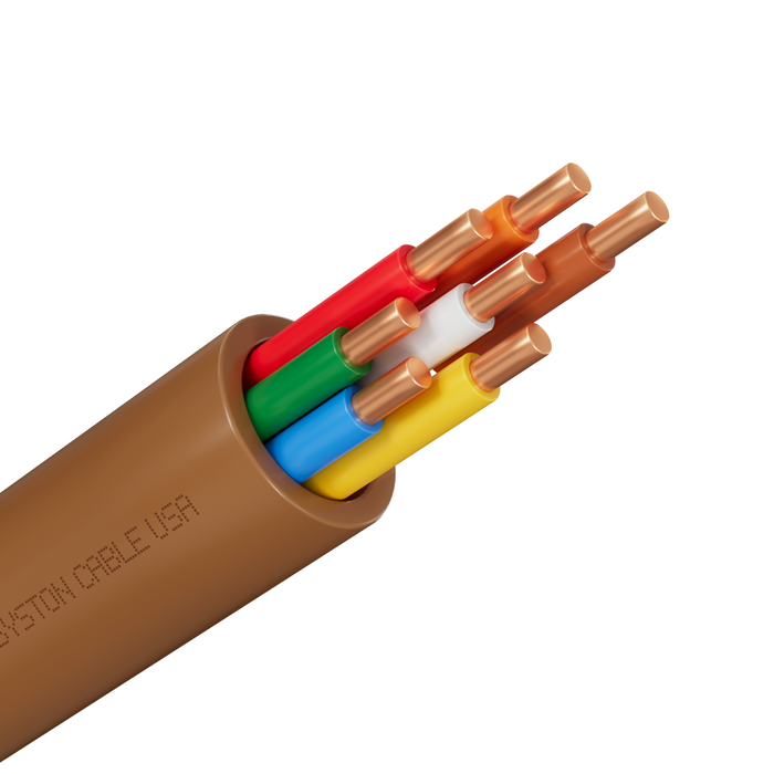 18/7 Thermostat Wire,HVAC, Control Cable,Solid Copper, Brown, CL3R, Sun Res, Indoor/Outdoor