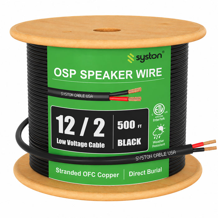 12/2 Speaker Wire Audio Cable In-Wall Outdoor Direct Burial UV