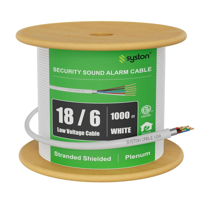18/6 Security Wire,Burglar Alarm Cable,CL3P,Shielded,Stranded Copper,UV Res