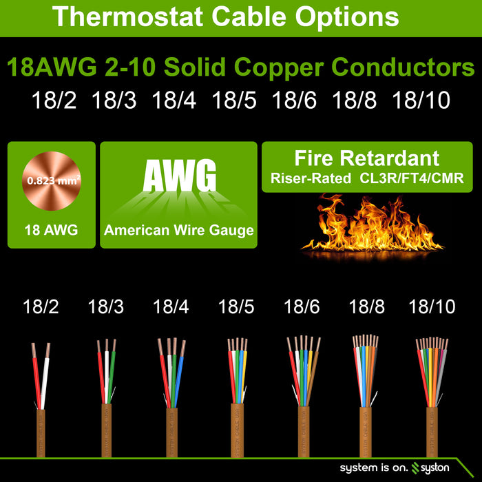 18/2 Thermostat Doorbell Wire, Solid Copper, Brown, CL3R, Sun Res, Indoor/Outdoor