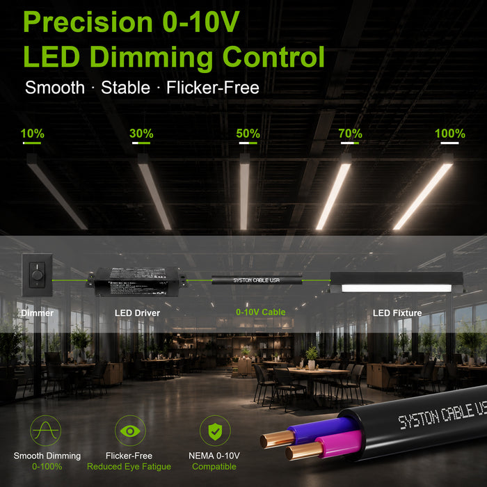16/2 0-10V LED Dimming Cable for Low Voltage Ballast Wiring and Connection,Solid Bare Copper,Unshielded,CL3P,Black