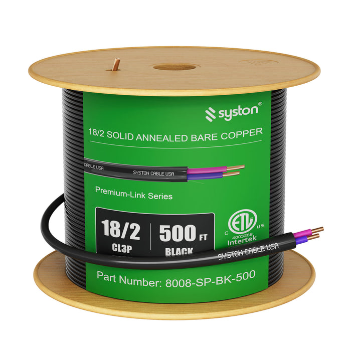 18/2 0-10V LED Dimming Cable for Low Voltage Ballast Wiring and Connection,Solid Bare Copper,Unshielded,CL3P,Black