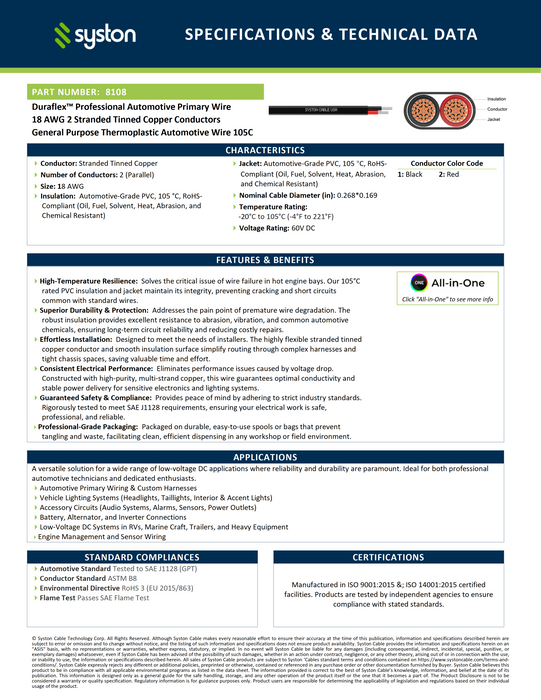 18/2 Automotive Wire, 12V Low Voltage PVC Cord Flexible Cable, Stranded Tinned Copper for Car Marine Wiring