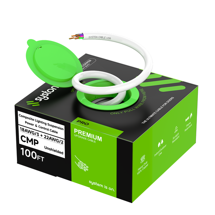 18/3 + 22/2 Composite Lighting Suspension Cable, 0-10V Dimming, CMP, 600V 90°C for LED Lighting Fixtures