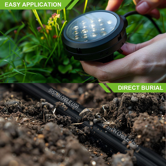 14/2 Low Voltage Landscape Lighting Wire, Direct Burial, Stranded Copper, Black, Outdoor