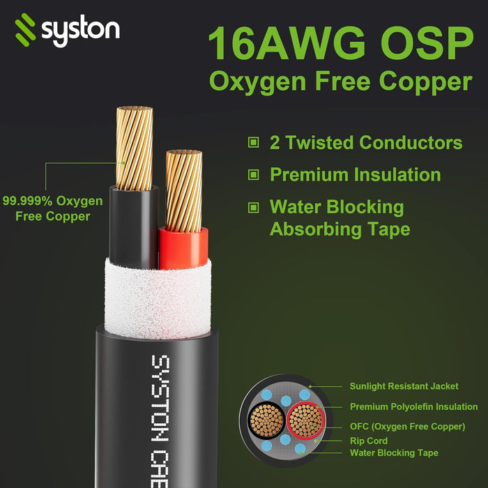 16/2 Speaker Wire Audio Cable In-Wall Outdoor Direct Burial Sun Res