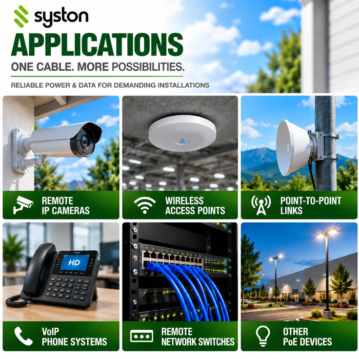22/4 Extended PoE+ Cable, Remote IP Cable, Solid Bare Copper, CMP, Unshielded Twisted Pair, Indoor/Outdoor