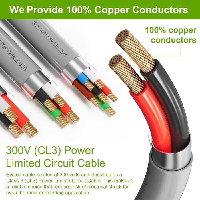 18/3 Security Wire,Burglar Alarm Cable,CL3R,Shielded,Stranded Copper,UV Res
