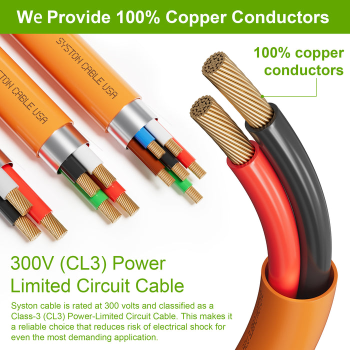 18/4 Security Wire,Burglar Alarm Cable,CL3P,Unshielded,Stranded Copper,UV Res,Orange