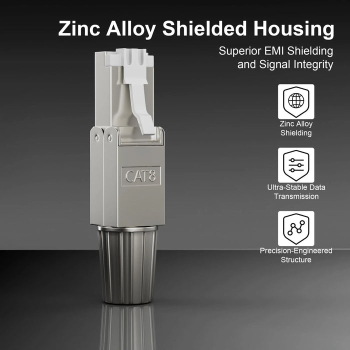 Cat8 RJ45 Connectors 2-Pack, Ethernet Cable RJ45 Plug Terminal Zinc Alloy