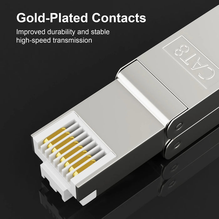 Cat8 RJ45 Connectors 2-Pack, Ethernet Cable RJ45 Plug Terminal Zinc Alloy