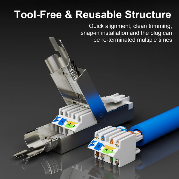 Cat8 RJ45 Connectors 2-Pack, Ethernet Cable RJ45 Plug Terminal Zinc Alloy