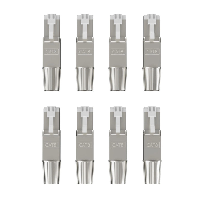 Cat8 RJ45 Connectors 8-Pack, Ethernet Cable RJ45 Plug Terminal Zinc Alloy
