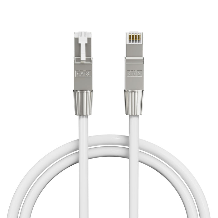 CAT 8 Ethernet RJ45 Patch Cable, 2000MHz, 22/4pr Solid CU, CMR, Indoor/Outdoor