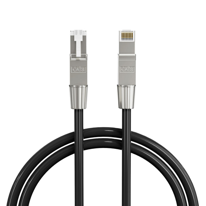 CAT 8 Ethernet RJ45 Patch Cable, 2000MHz, 22/4pr Solid CU, CMR, Indoor/Outdoor