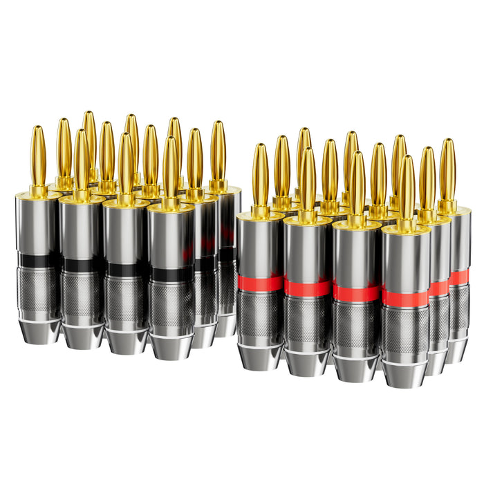 Speaker Banana Plugs, 24K Gold-Plated Audio Connectors, for Speaker Wire, Home Audio Theater Systems