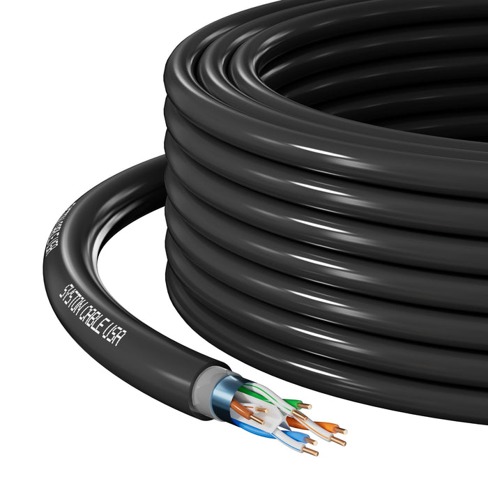 CAT 6E Ethernet Bulk Cable, Direct Burial, 600 MHz, Shielded,23/4pr Solid CU, Outdoor