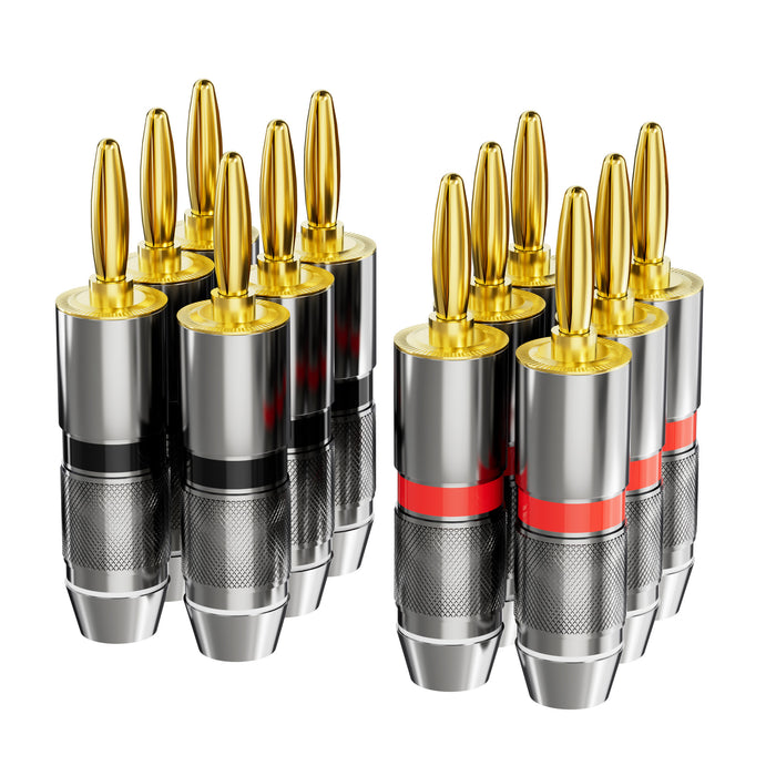 Speaker Banana Plugs, 24K Gold-Plated Audio Connectors, for Speaker Wire, Home Audio Theater Systems