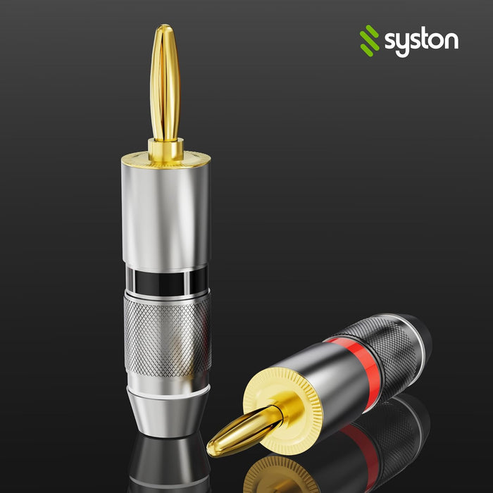 Speaker Banana Plugs, 24K Gold-Plated Audio Connectors, for Speaker Wire, Home Audio Theater Systems
