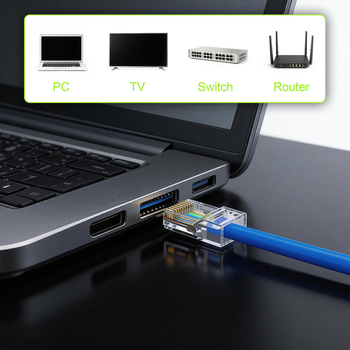 Cat 6 RJ45 Connectors, Front-Entry Design, RJ45 Modular Plugs, 1.00 mm Hole Diameter, UTP